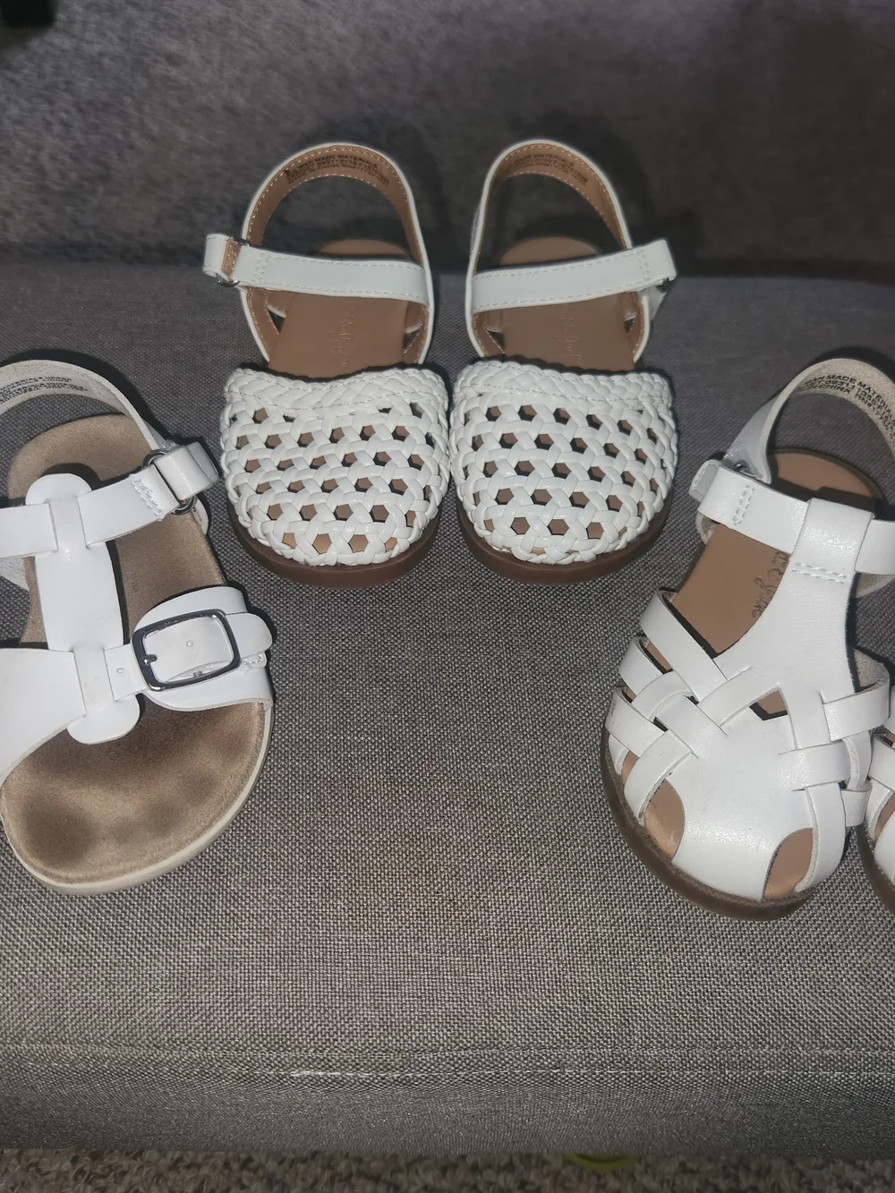 Cat & Jack White Braided and Strappy Kids Sandal Trio